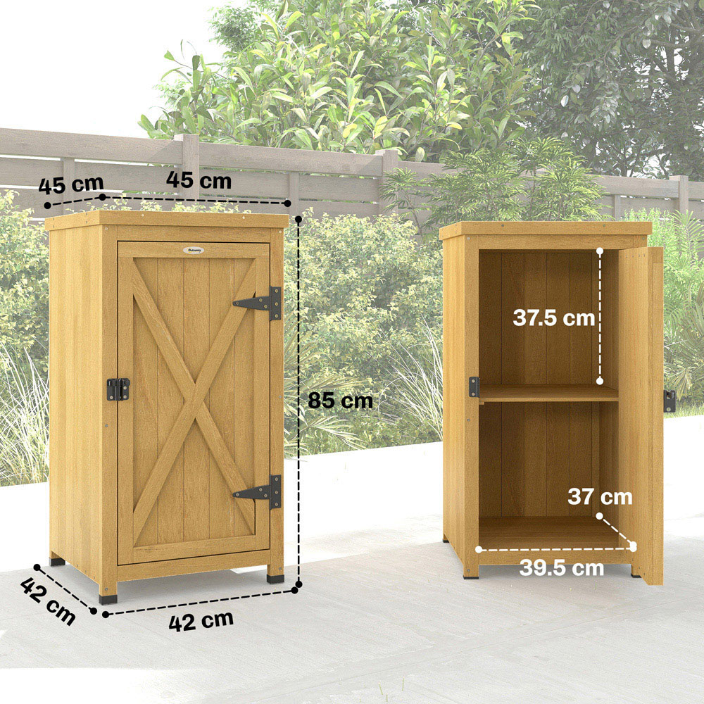 Outsunny 1.4 x 14ft Single Door Brown Wooden Garden Shed Image 9