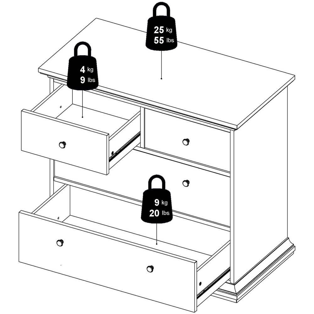 Florence Paris 4 Drawer White Chest of Drawers Image 7