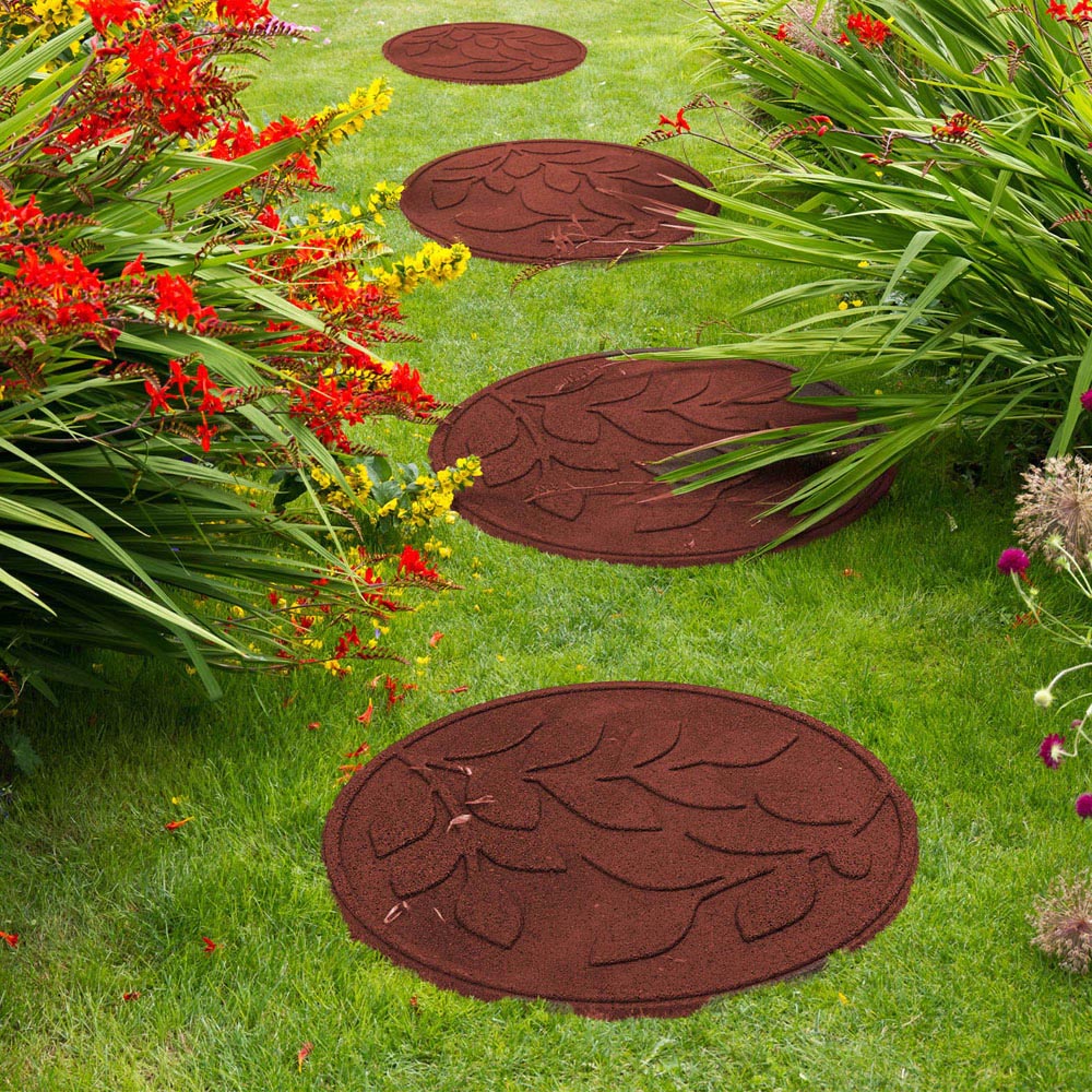 Nicoman Terracotta Leaves Reversible Garden Stepping Stone 46cm 4 Pack Image 2
