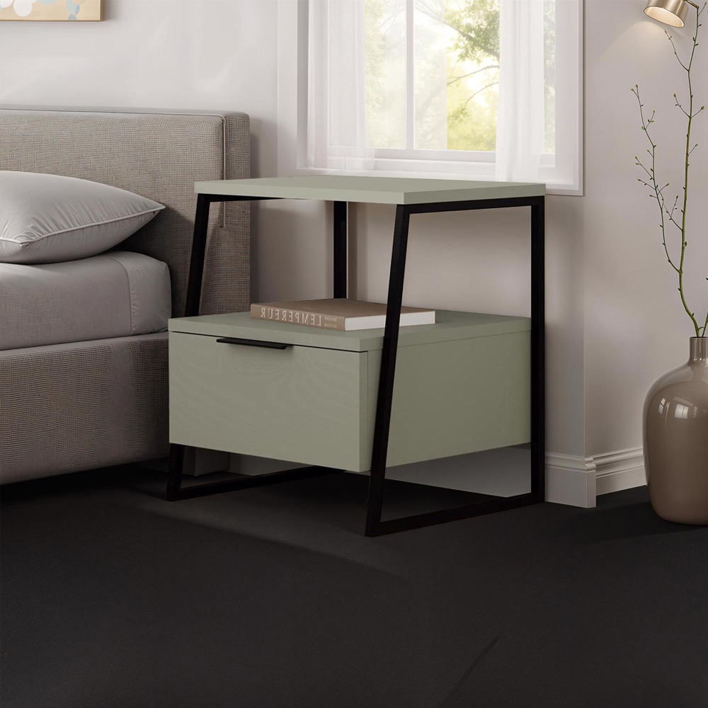 FWStyle Pal Single Door Single Shelf Green Bedside Table Image 5