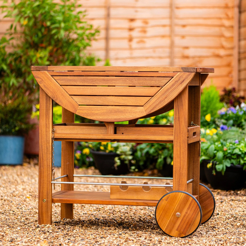 Thompson & Morgan Acacia Trolley Serving Table Image 7