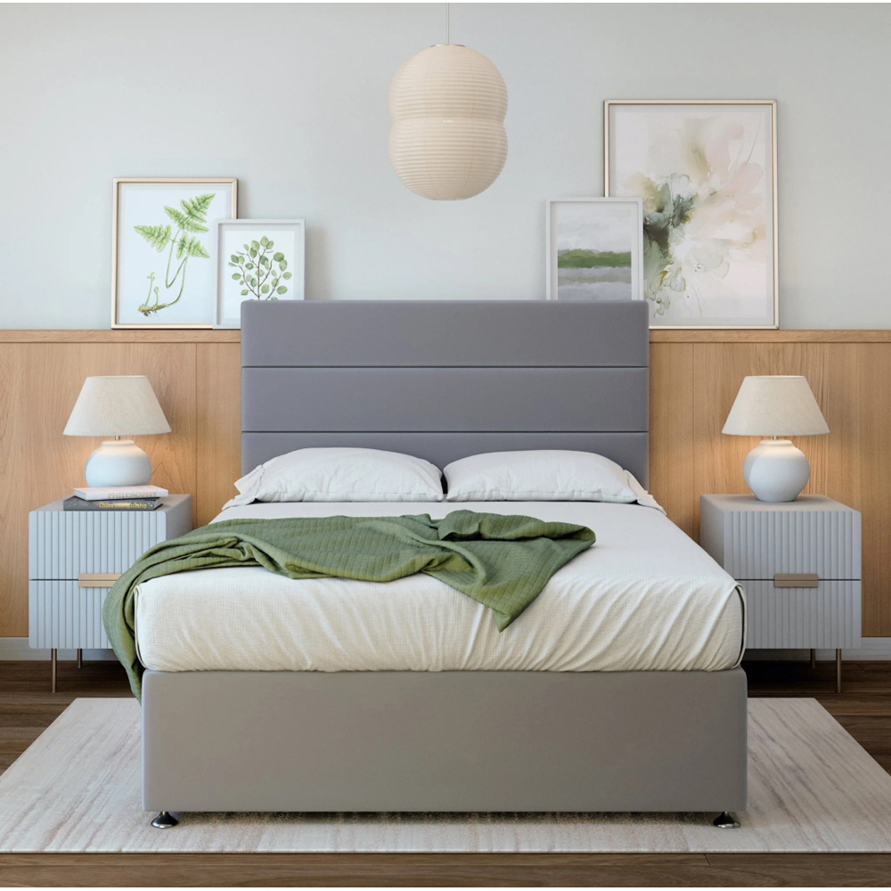 Bedmaster Super King Size Silver Plush Velvet 2 Drawer Divan Base with Milan Headboard Image 3