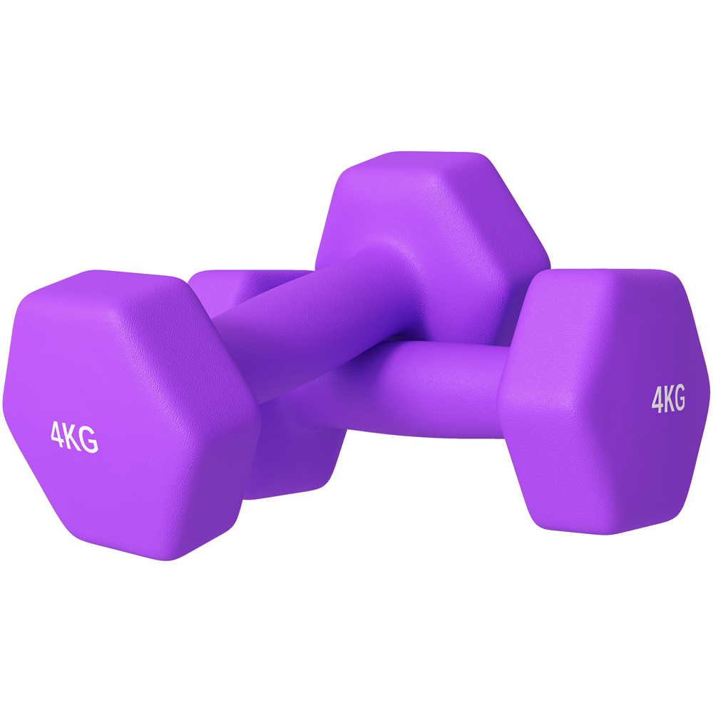 SPORTNOW Purple Hexagonal Non Slip Grip Dumbbell Set 4kg 2 Pack Image 1