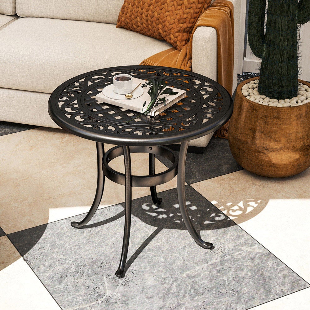 Outsunny Cast Aluminium Frame Round Garden Table Black Image 7
