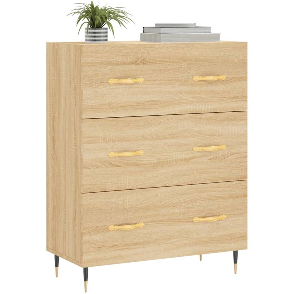 vidaXL 3 Drawer Sonoma Oak Large Sideboard Image 3