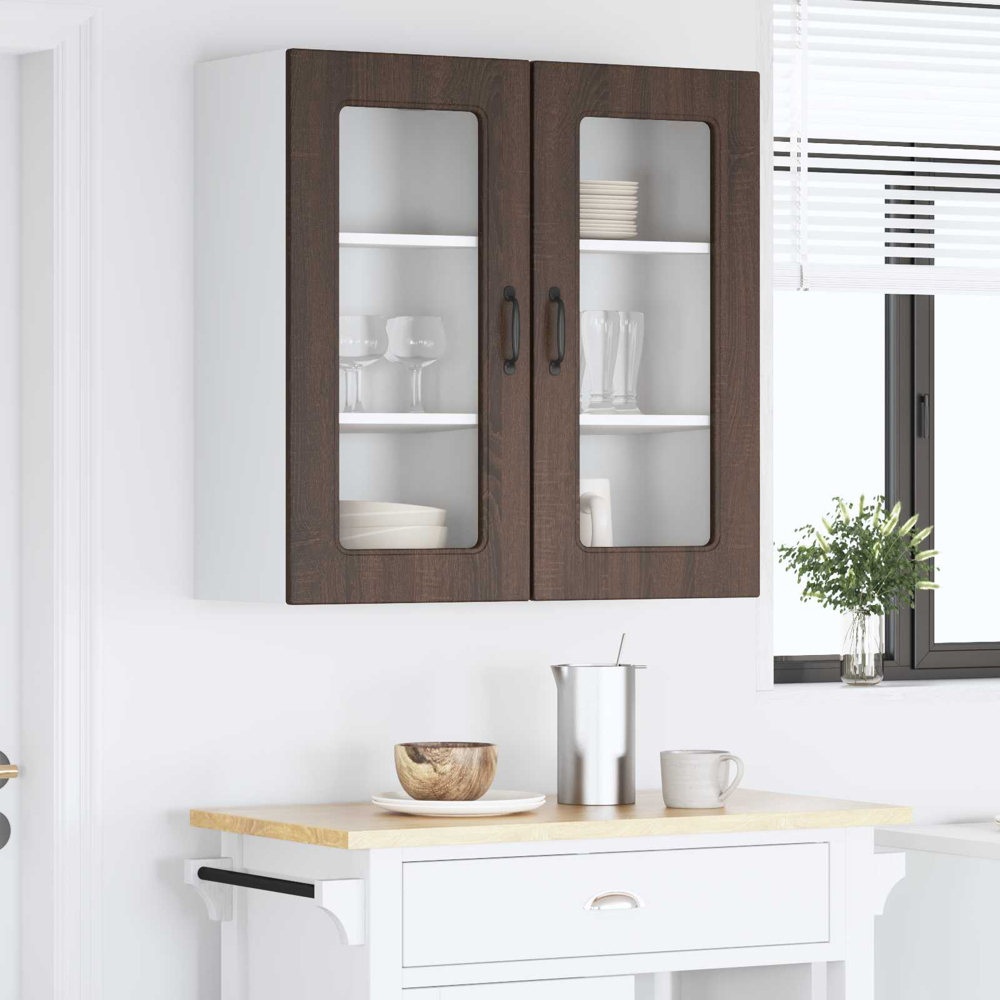 vidaXL Kalmar Single Door Brown Oak Wall Kitchen Cabinet 2 Pack Image 9