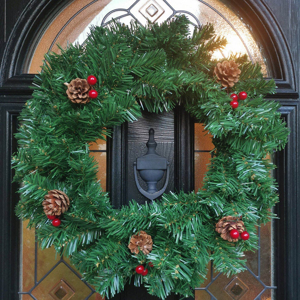 Premier Christmas Wreath with Festive Berry and Pinecones 50cm Image 6