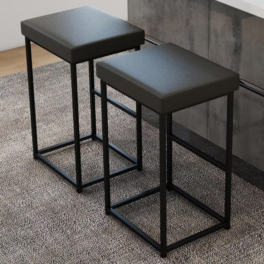 Costway Grey PU Leather Bar Stool Set of 2 Image 1