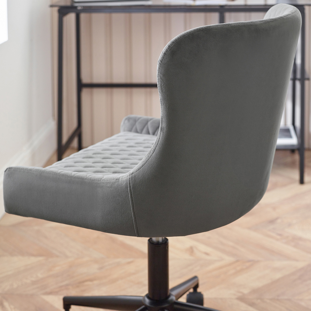 Julian Bowen Luxe Grey Velvet Office Chair Image 6