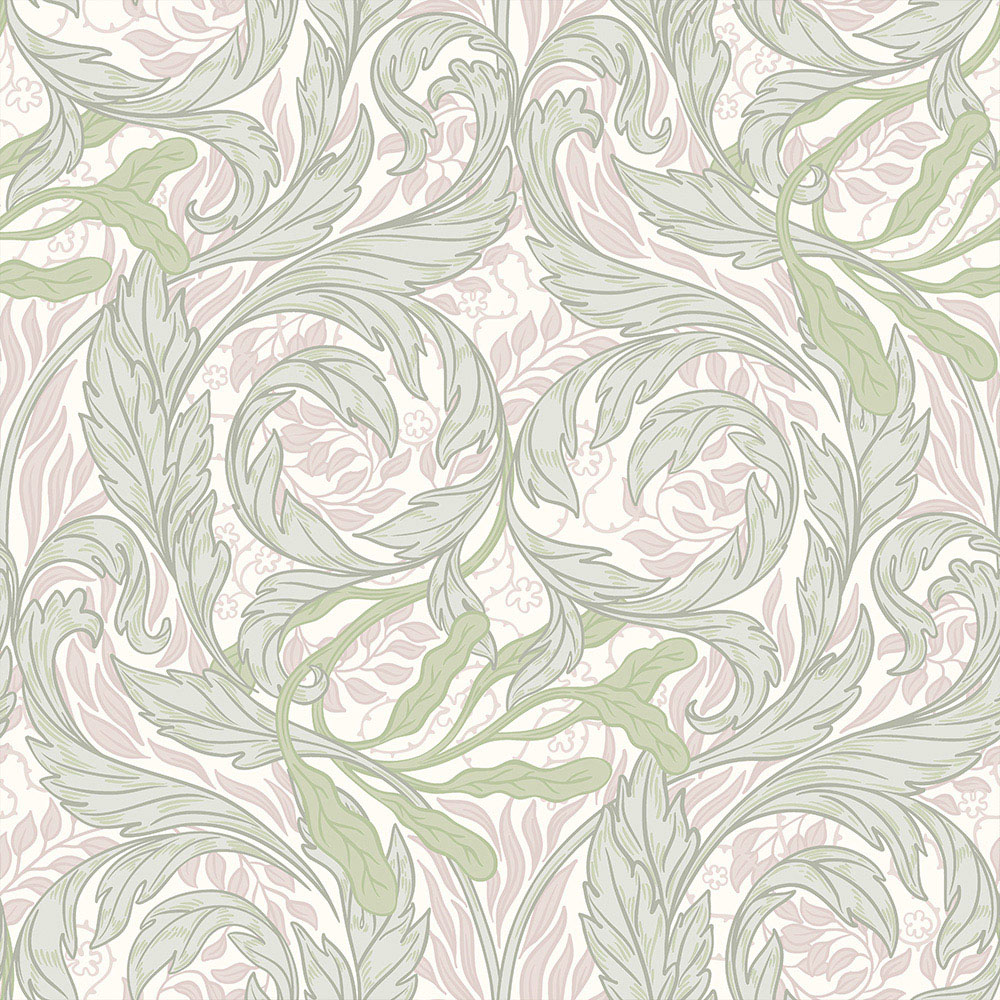 Muriva Vale Leaf Green and Pink Wallpaper Image 1