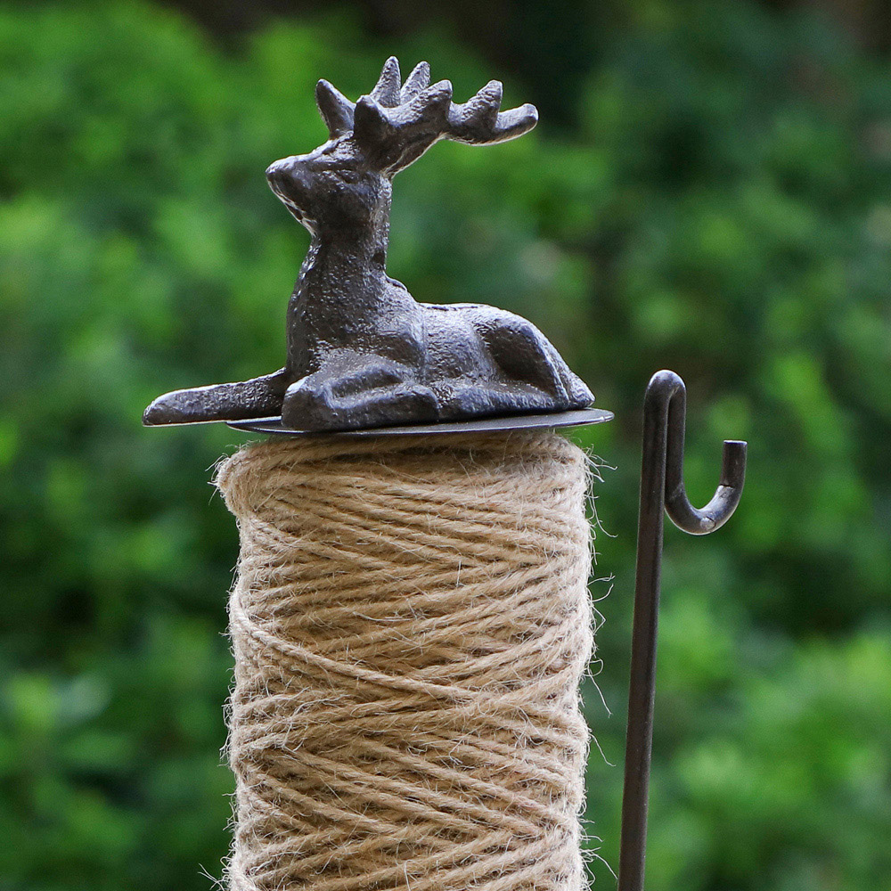 Dibor Brown Cast Iron Stag Garden String Twine Dispenser with Scissors Image 3
