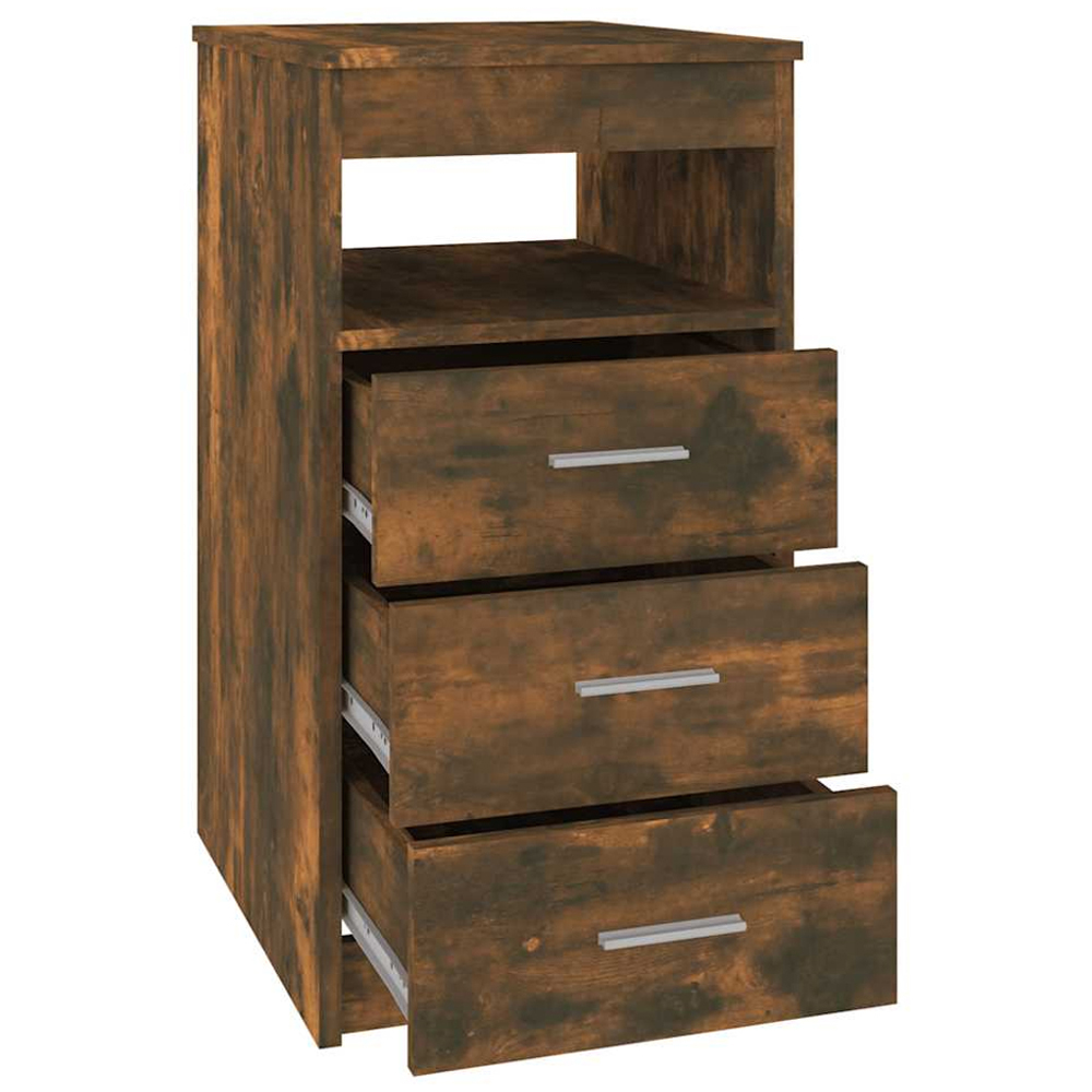vidaXL 3 Drawer Single Shelf Smoked Oak Drawer Cabinet Image 5