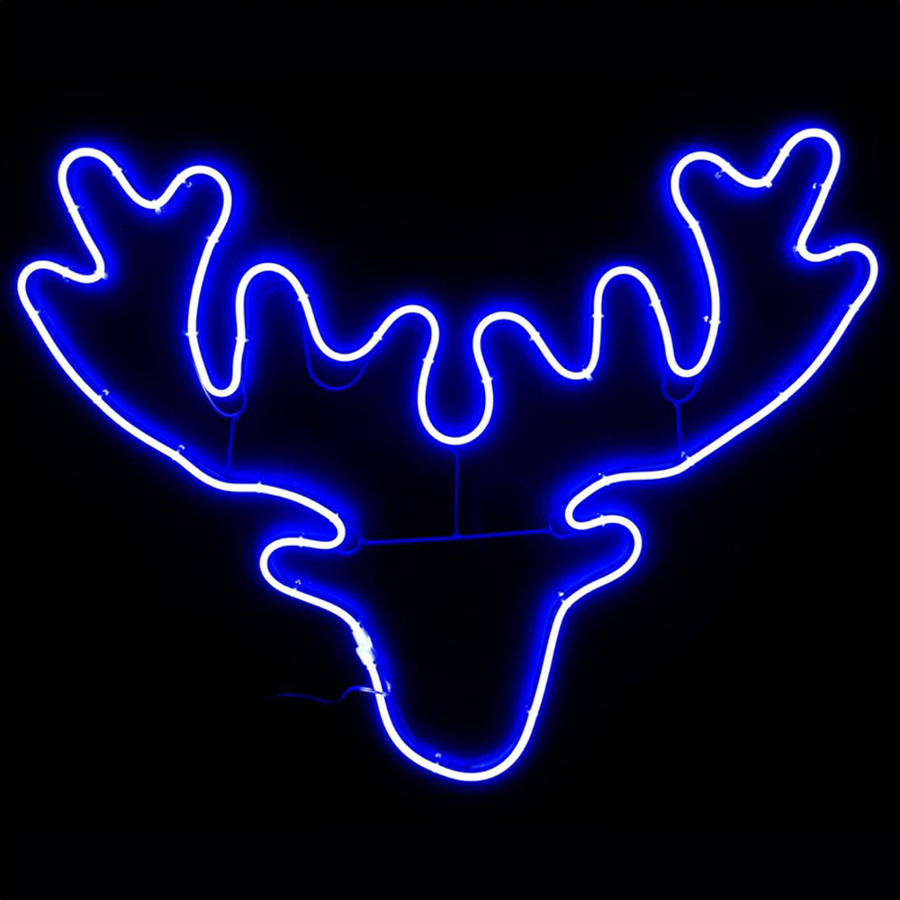 Shatchi Blue LED Stag Head Silhouette Image 1
