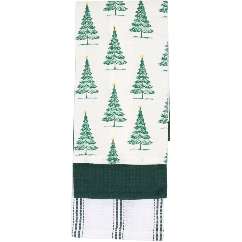 Pack of 3 Christmas Trees Tea Towels Image 3