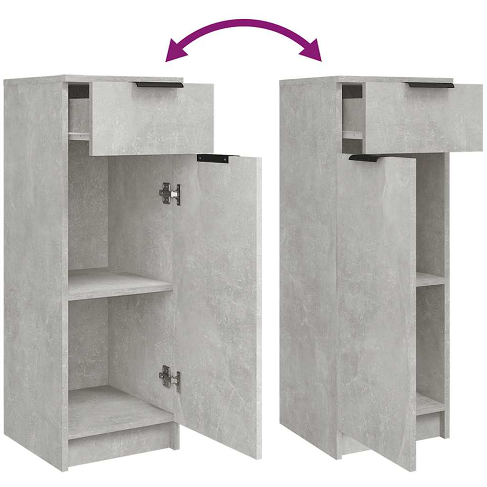 vidaXL Single Door Single Drawer Concrete Grey Narrow Bathroom Cabinet Image 7
