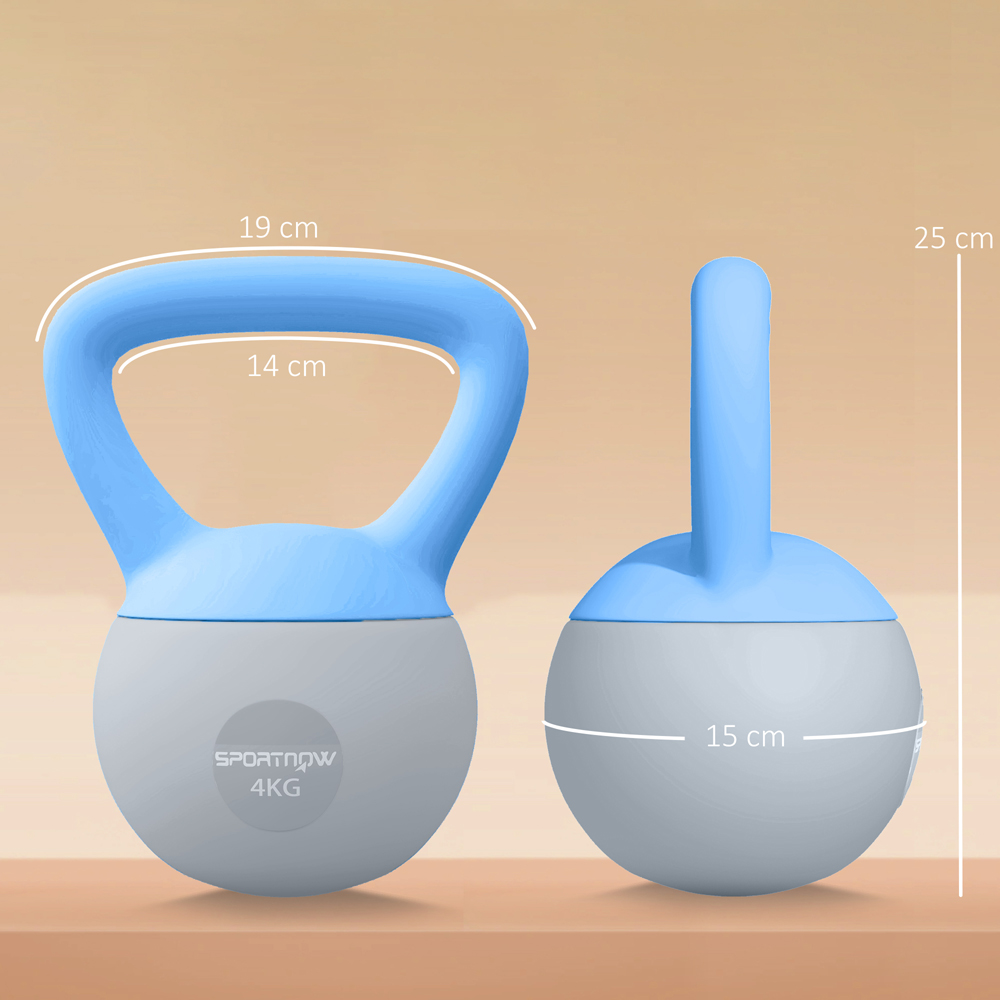 SPORTNOW Blue and Grey Soft Body Kettlebell with Non Slip Handle 4kg Image 9