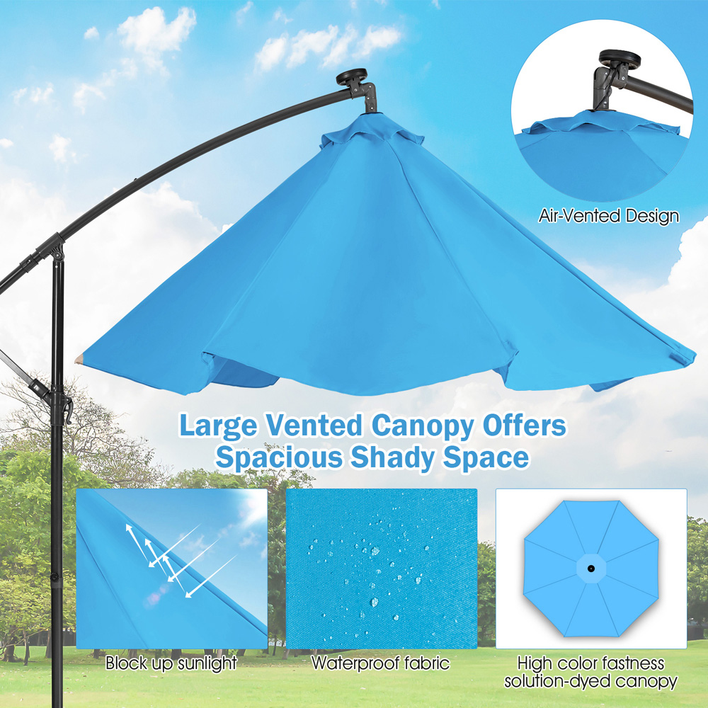 Costway Blue LED Cantilever Parasol 3m Image 4