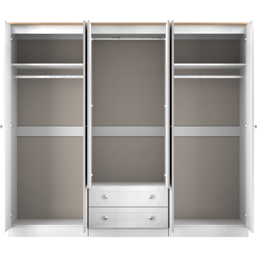 Crowndale Sussex 6 Door 2 Drawer White Ash and Bardolino Oak Tall Mirror Wardrobe Ready Assembled Image 6