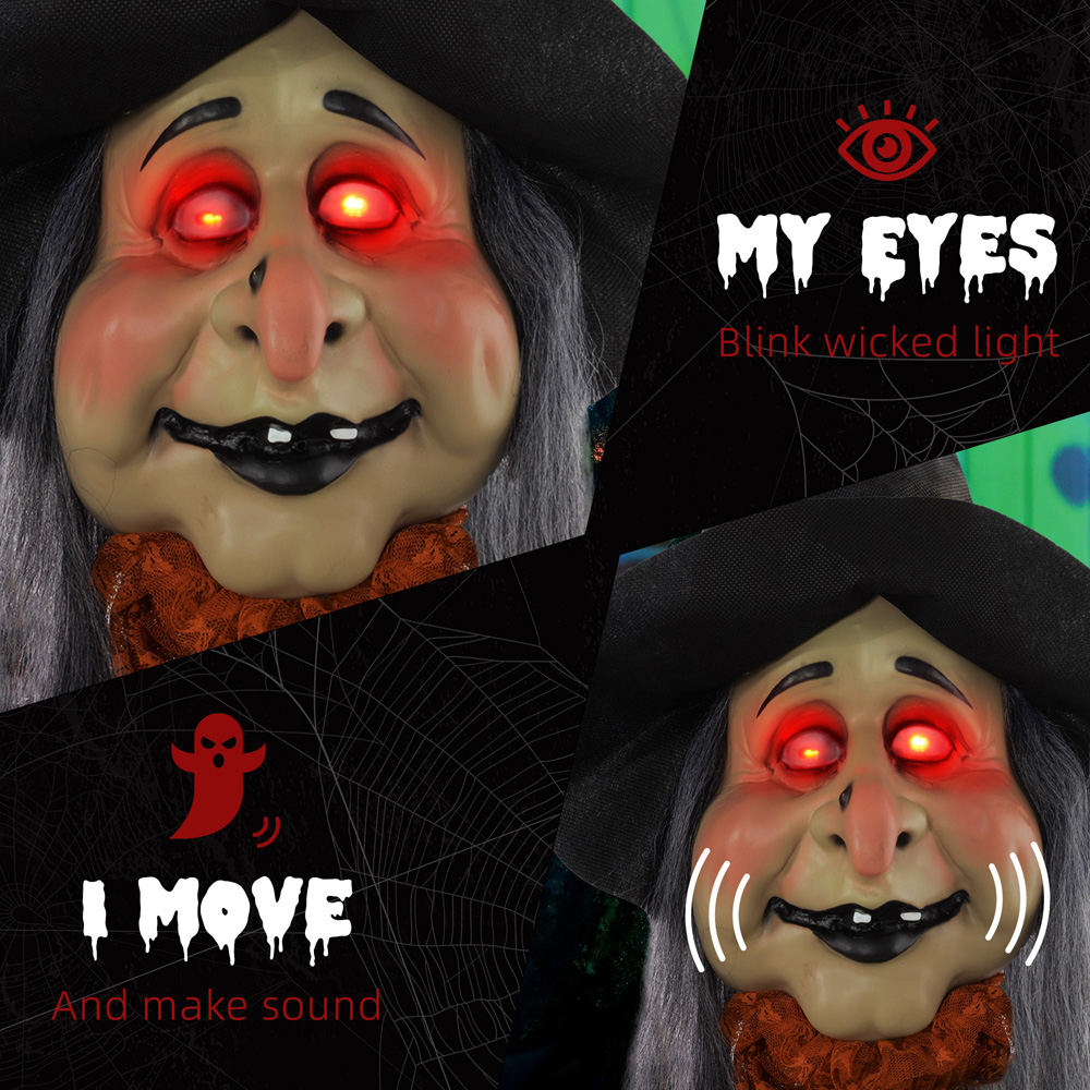 HOMCOM Animatronic with Sound Activated Light Up Eyes Outdoor Halloween Decoration Image 6