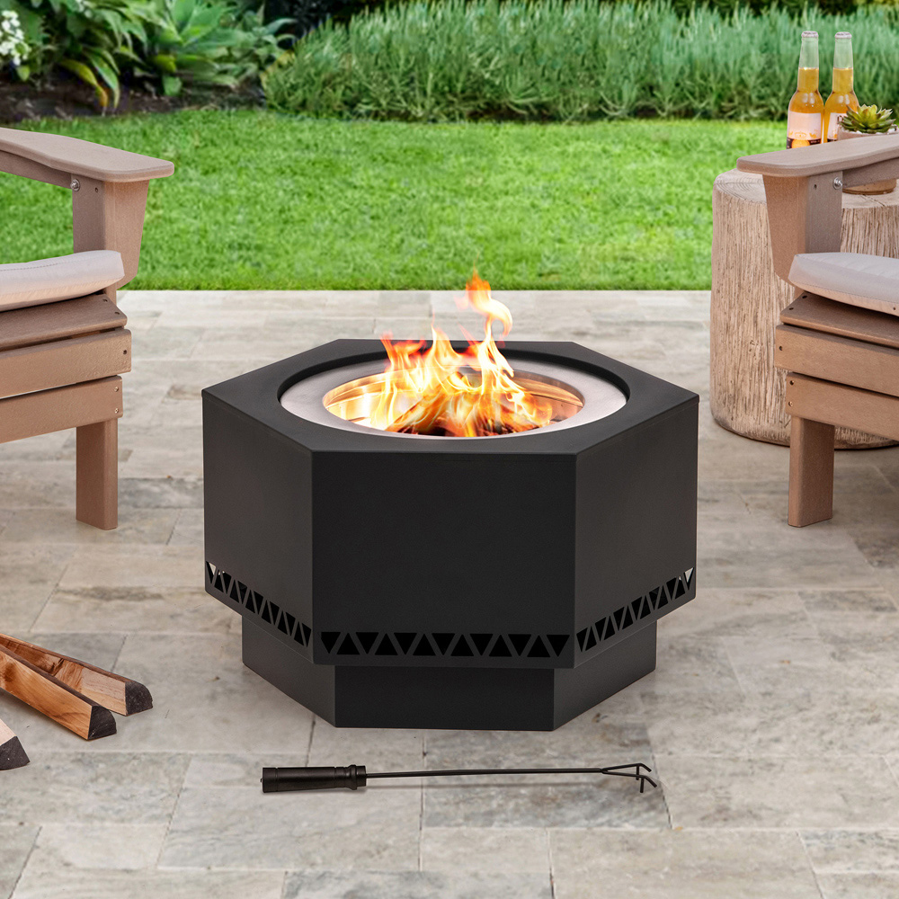 Sunjoy Lawrence Smokeless Wood Burning Fire Pit with Poker Image 2