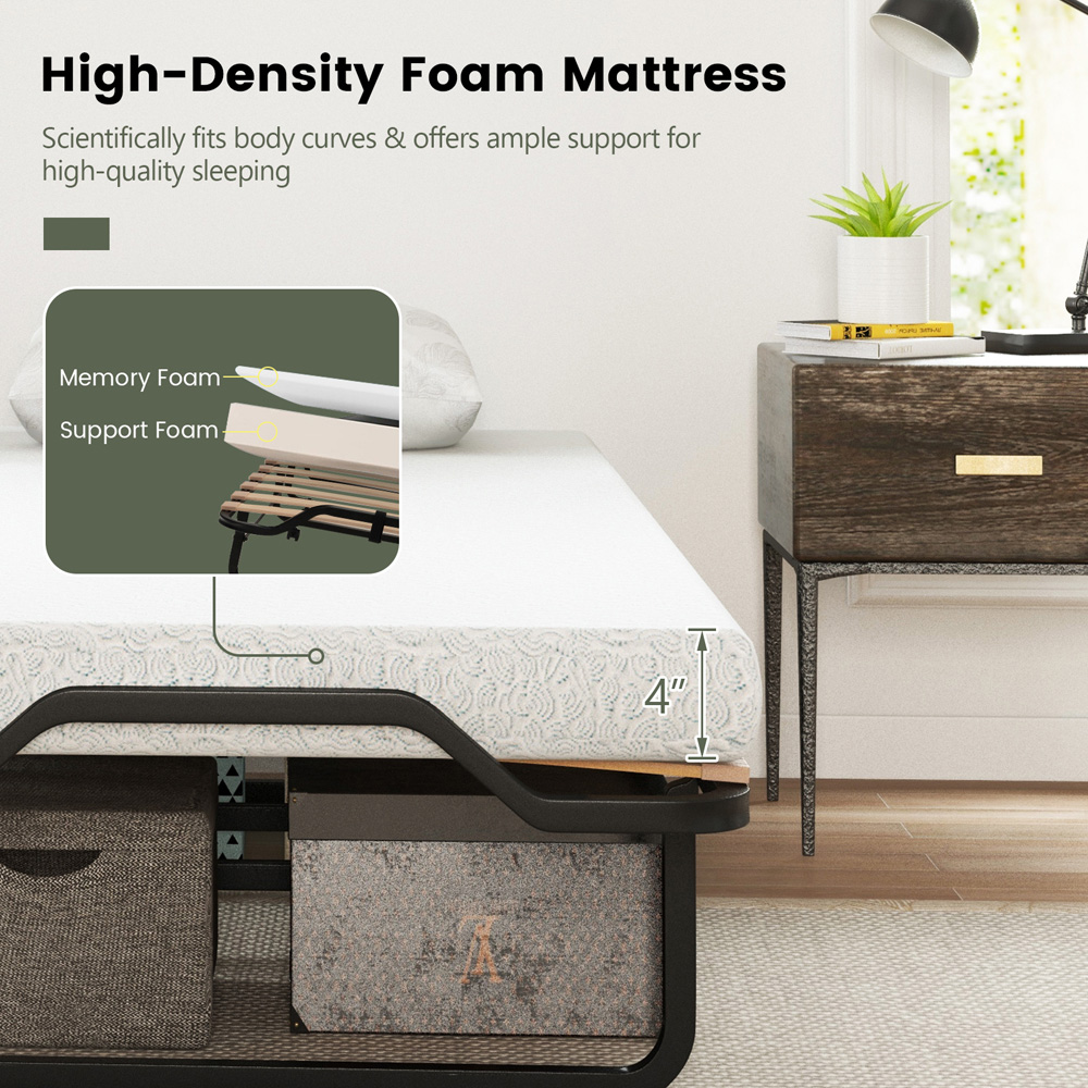 Costway Single Folding Bed with Mattress Image 7