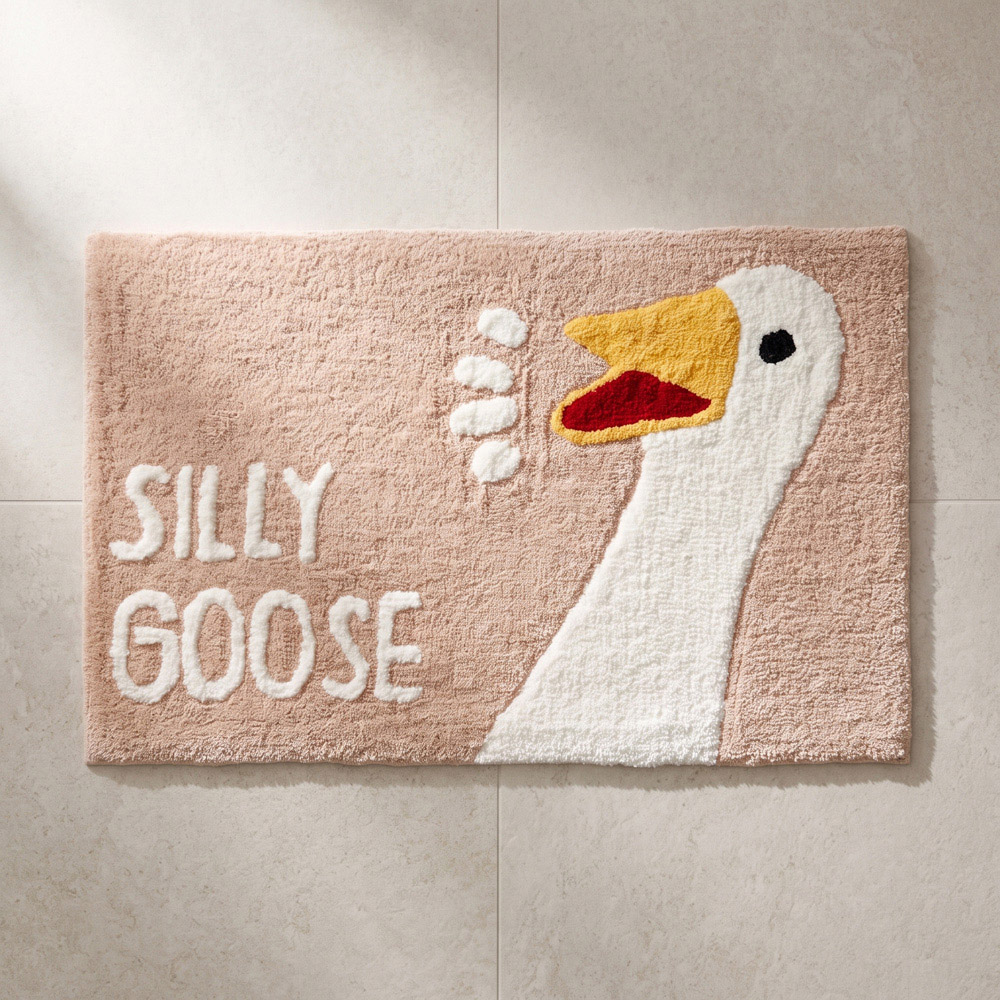 Allure Bath Fashions Beige Silly Goose Slogan Non-Slip Bath Mat 50 x 80cm Image 3