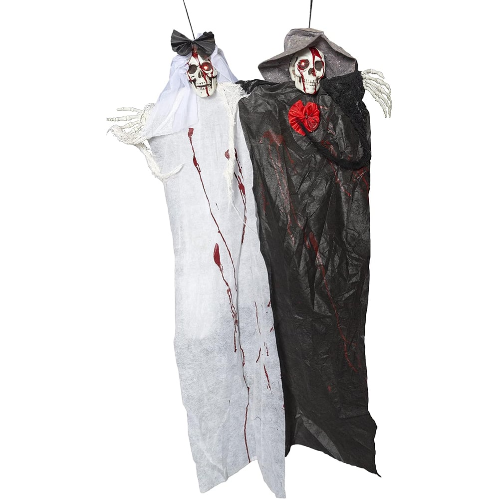Shatchi  Halloween Sensor-Activated Skeleton Pair Flying Scary Decor Image 1