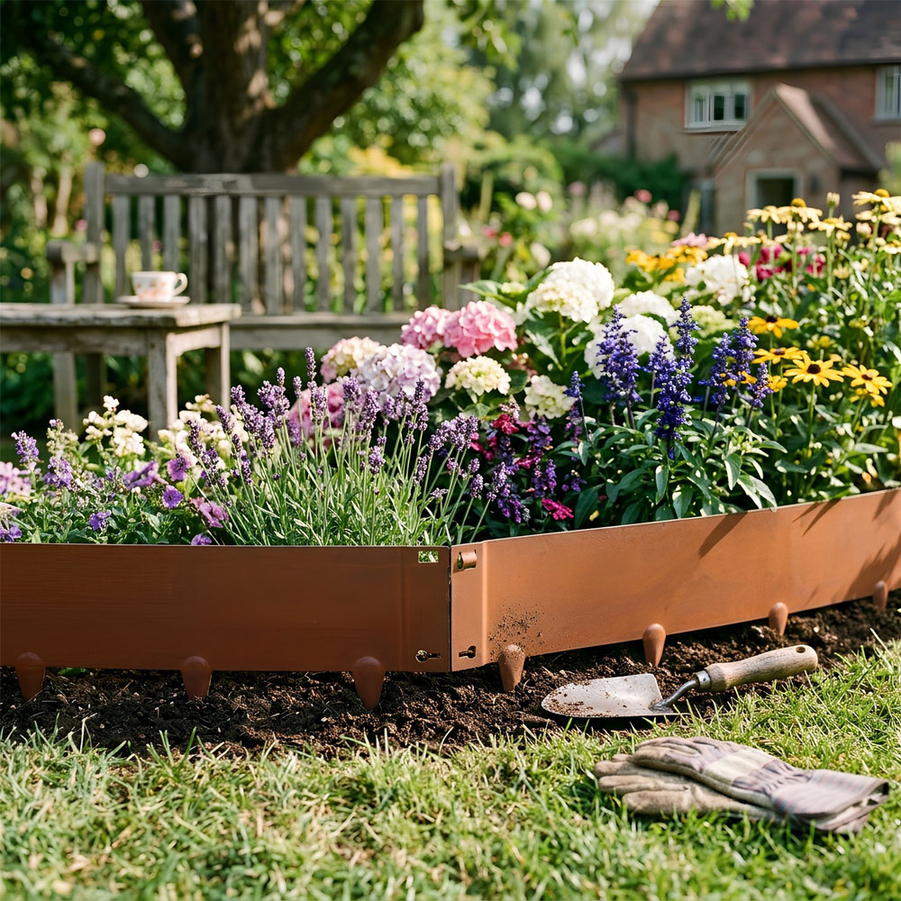 Harbour Housewares Rust Steel Lawn Edging 5m x 16cm 5 Pack Image 4