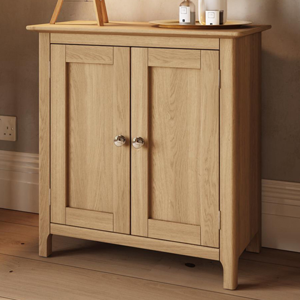 FWStyle Taberno 2 Door Natural Lacquered Oak Compact Sideboard Image 1