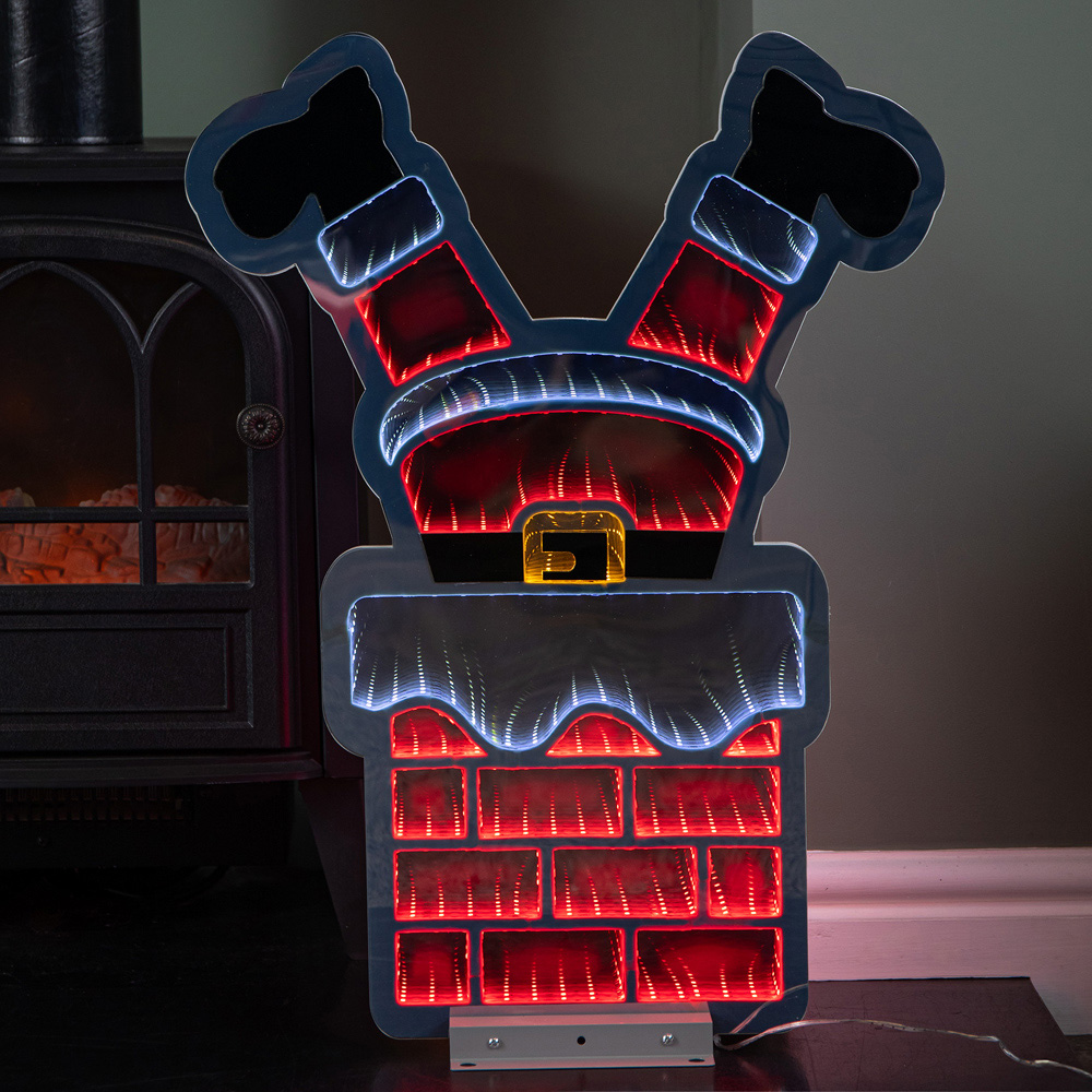 Samuel Alexander Red and White LED Santa's Leg in Chimney Infinity Christmas Decoration 60cm Image 1