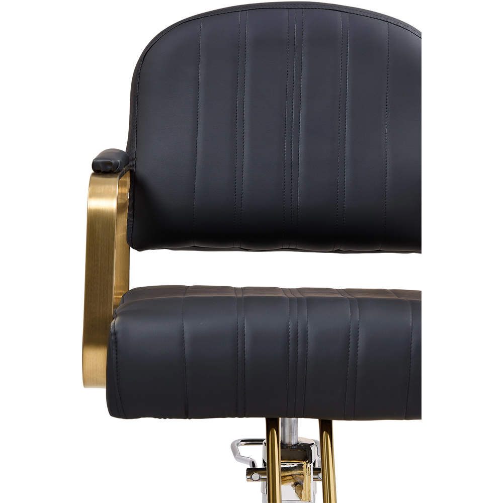 Living and Home Black and Gold Swivel Base Salon Barber Chair with Hydraulic Lift Image 4