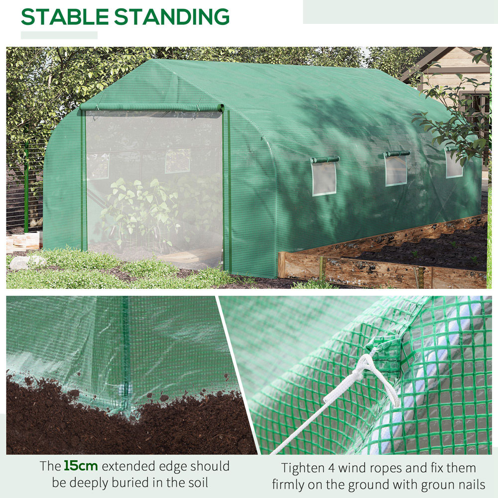 Outsunny Clear Metal Frame 14.7 x 10ft Walk In Polytunnel Greenhouse Image 5