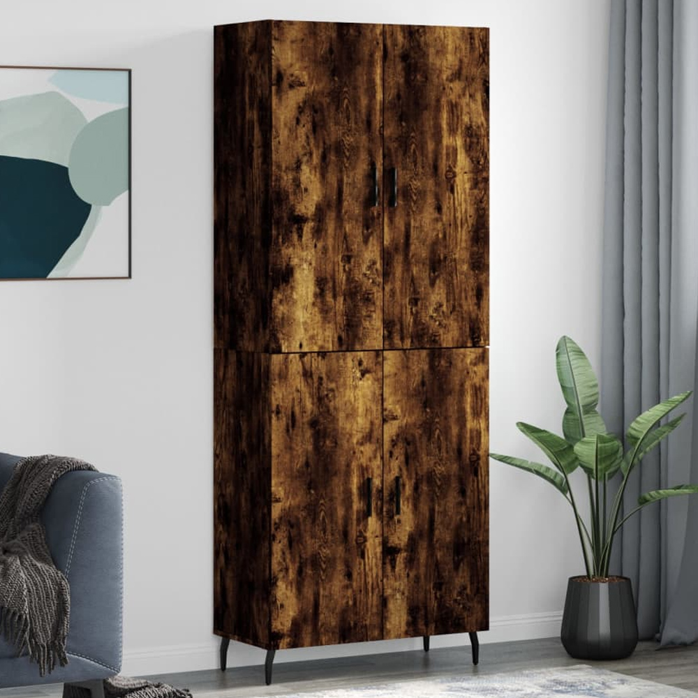 vidaXL 4 Door 6 Shelf Smoked Oak Highboard with Metal Legs Image 1
