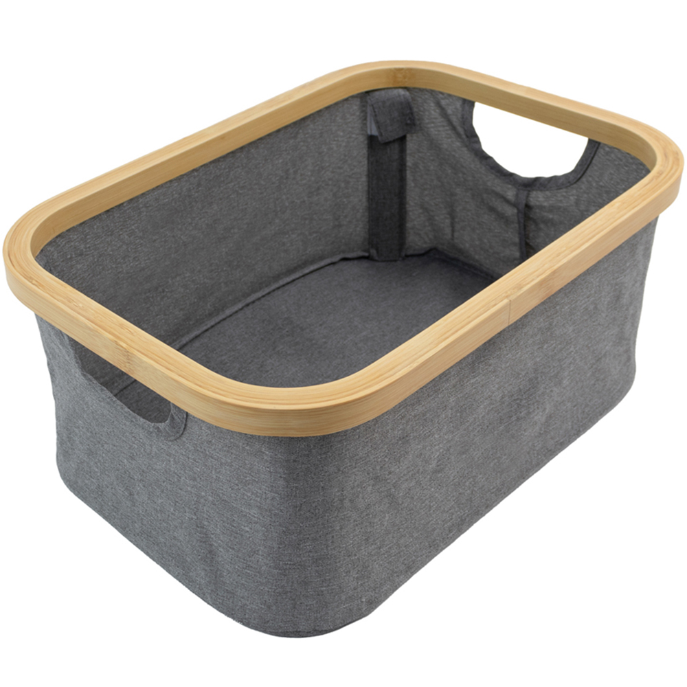 JVL Bambanio 26L Grey Bamboo Foldable Storage Basket 2 Pack Image 3