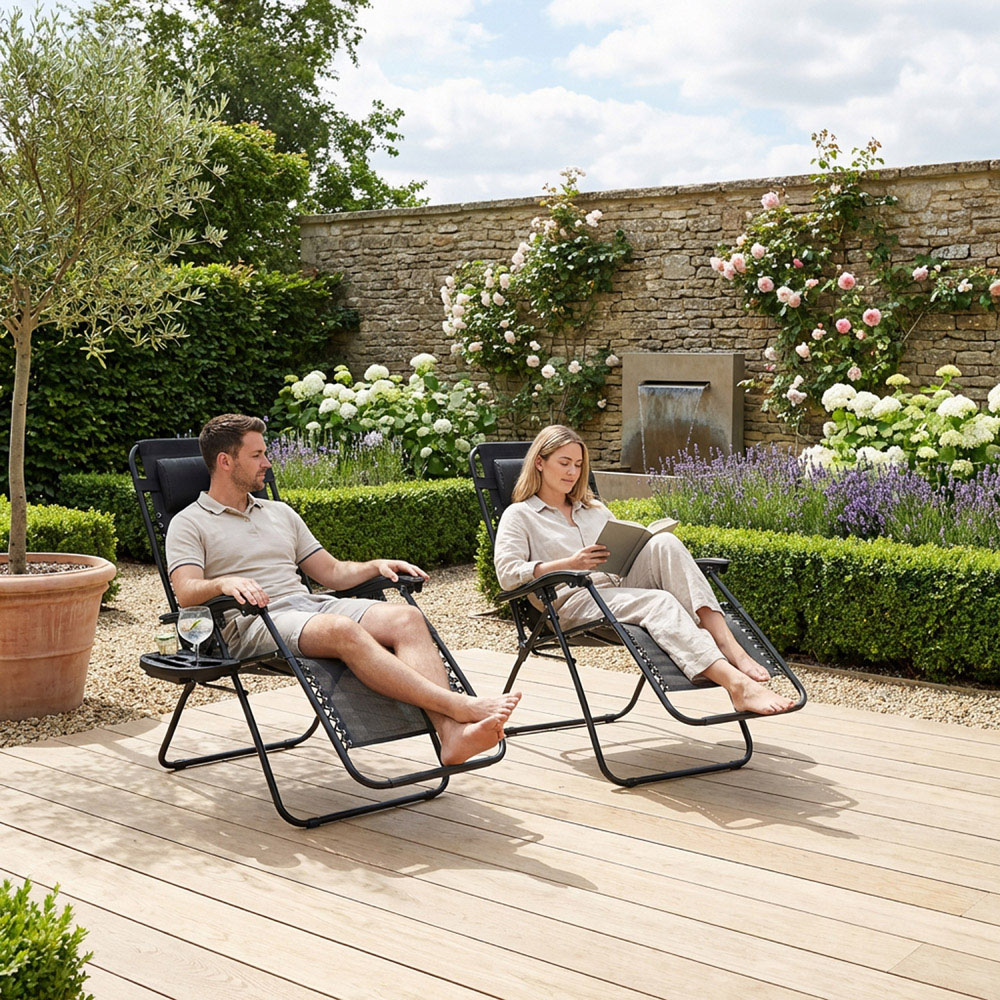 GARDEN VIDA Set of 2 Black Zero Gravity Chairs Image 8