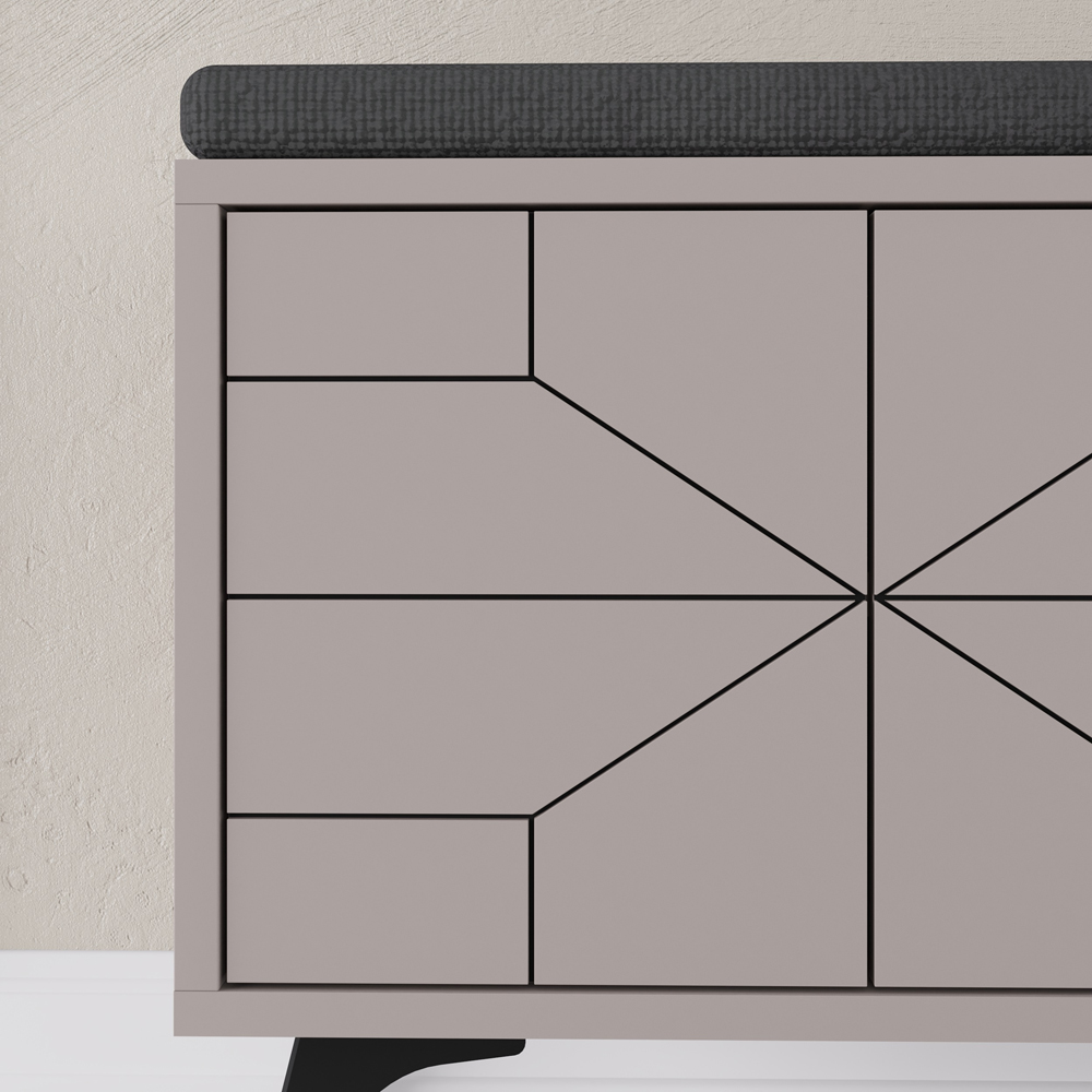 Decortie Dune 4 Door Mocha Grey Modern Shoe Storage Bench Image 3