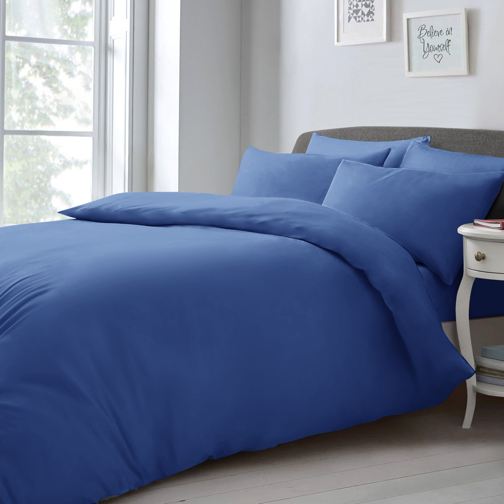Velosso Microfibre Super King Size French Blue Duvet Set Image