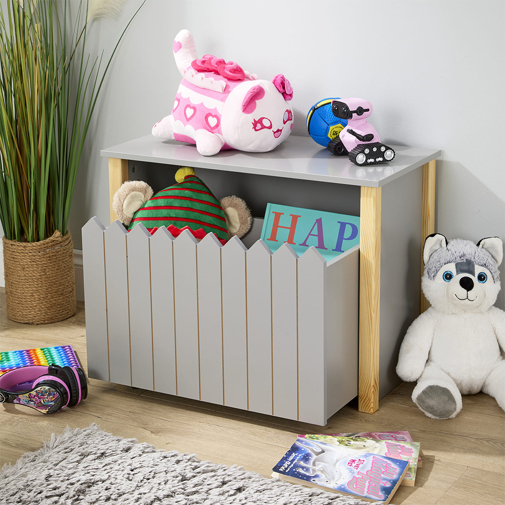 Home Source Ziggy Single Drawer Matt Grey Picket Fence Design Kids Storage Unit Image 3