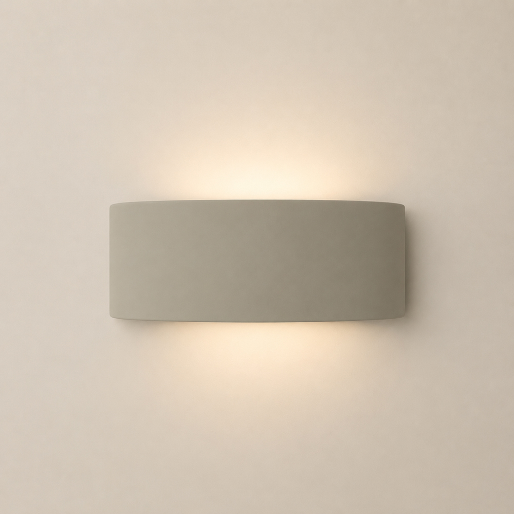 ValueLights Vincent Moss Green Curved Ceramic Flush LED Wall Light with Bulb Image 3