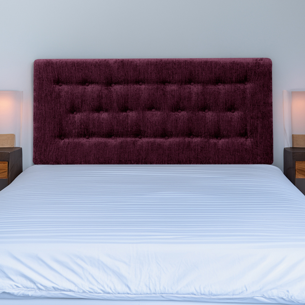 Bedmaster Lona King Size Aubergine Chenille Buttoned Headboard Image 1