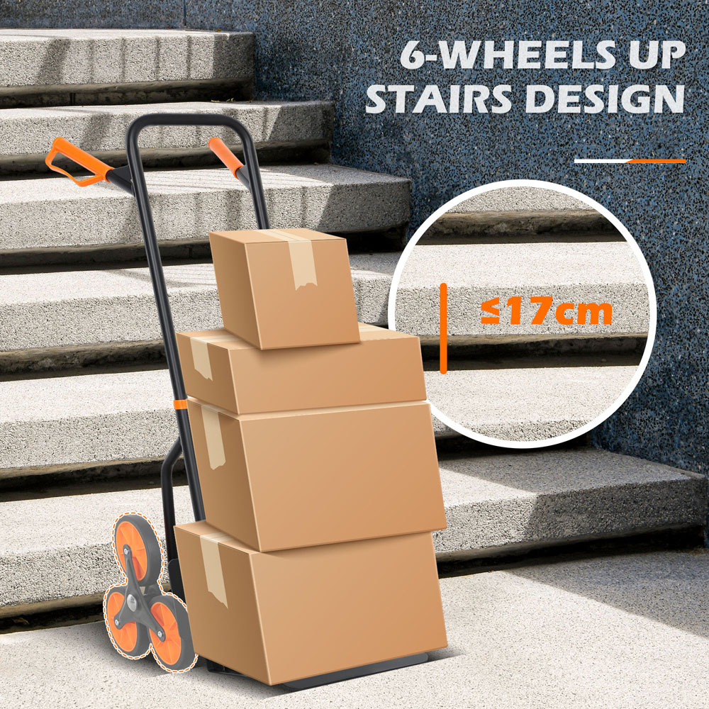DURHAND Orange2 6 Wheel Foldable Stair Climbing Trolley Image 8