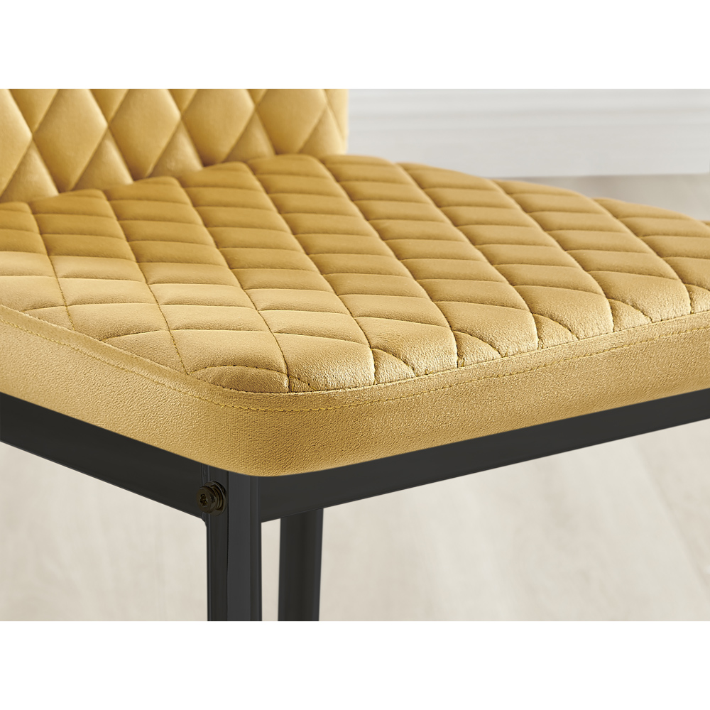 Furniturebox Copeland Valera Marble Effect 4 Seater Dining Set White Mustard Yellow and Black Image 7