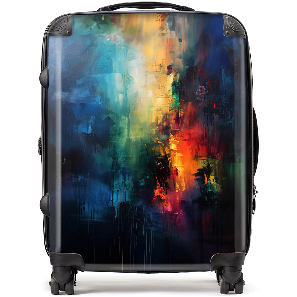Warren Reed Designer Large Colourful Chaos Urban Dreamscape Suitcase Image 1