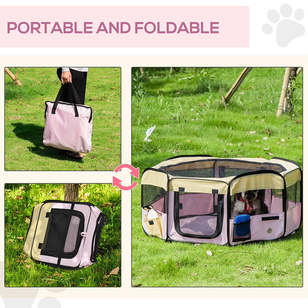 PawHut Pink Fabric Pet Playpen Image 7