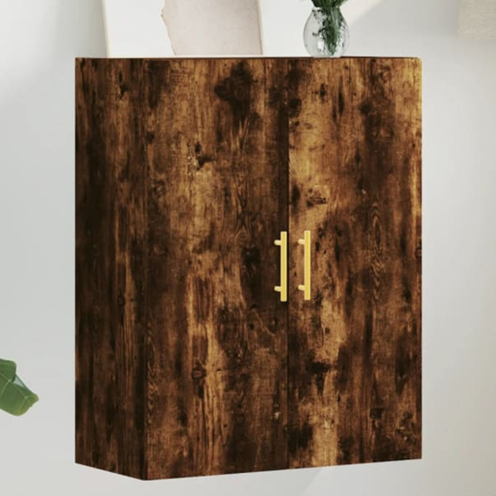 vidaXL 2 Door Brown Smoked Oak Wall Mounted Cabinet Image 1