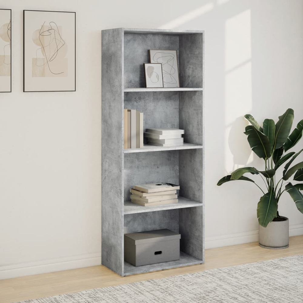 vidaXL 4 Shelf Concrete Grey Bookcase Image 7