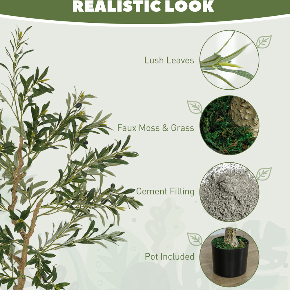 HOMCOM Silk Olive Tree Artificial Plant Pot 150cm 2 Pack Image 4