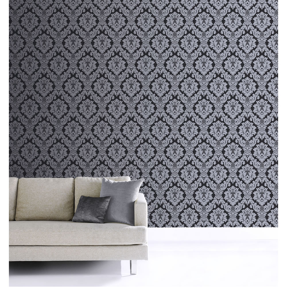 Arthouse Opera Da Vinci Damask Textured Black Wall paper 405107 Image 2