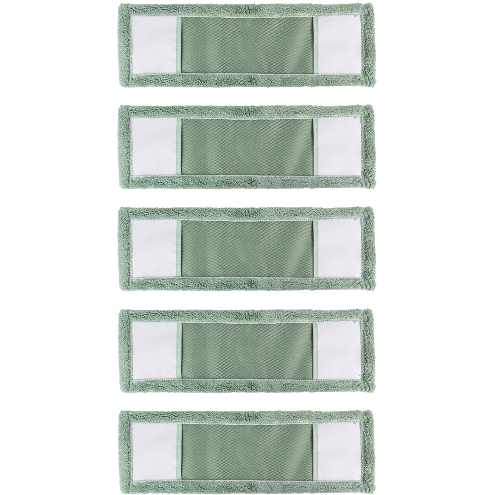 JVL Cleaning Green Replacement Microfibre Mop Pad 5 Pack Image 1