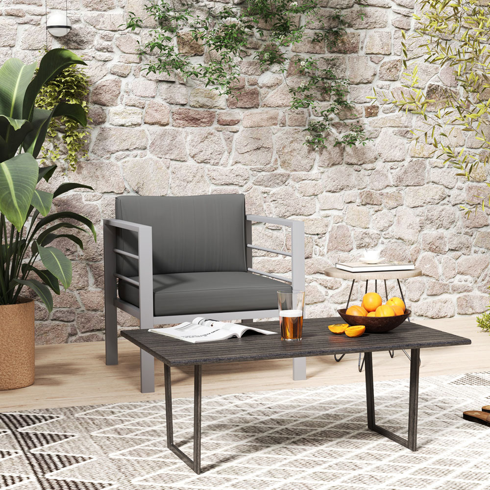 Outsunny Charcoal Grey Aluminium Patio Sofa Armchair with Cushions Image 4
